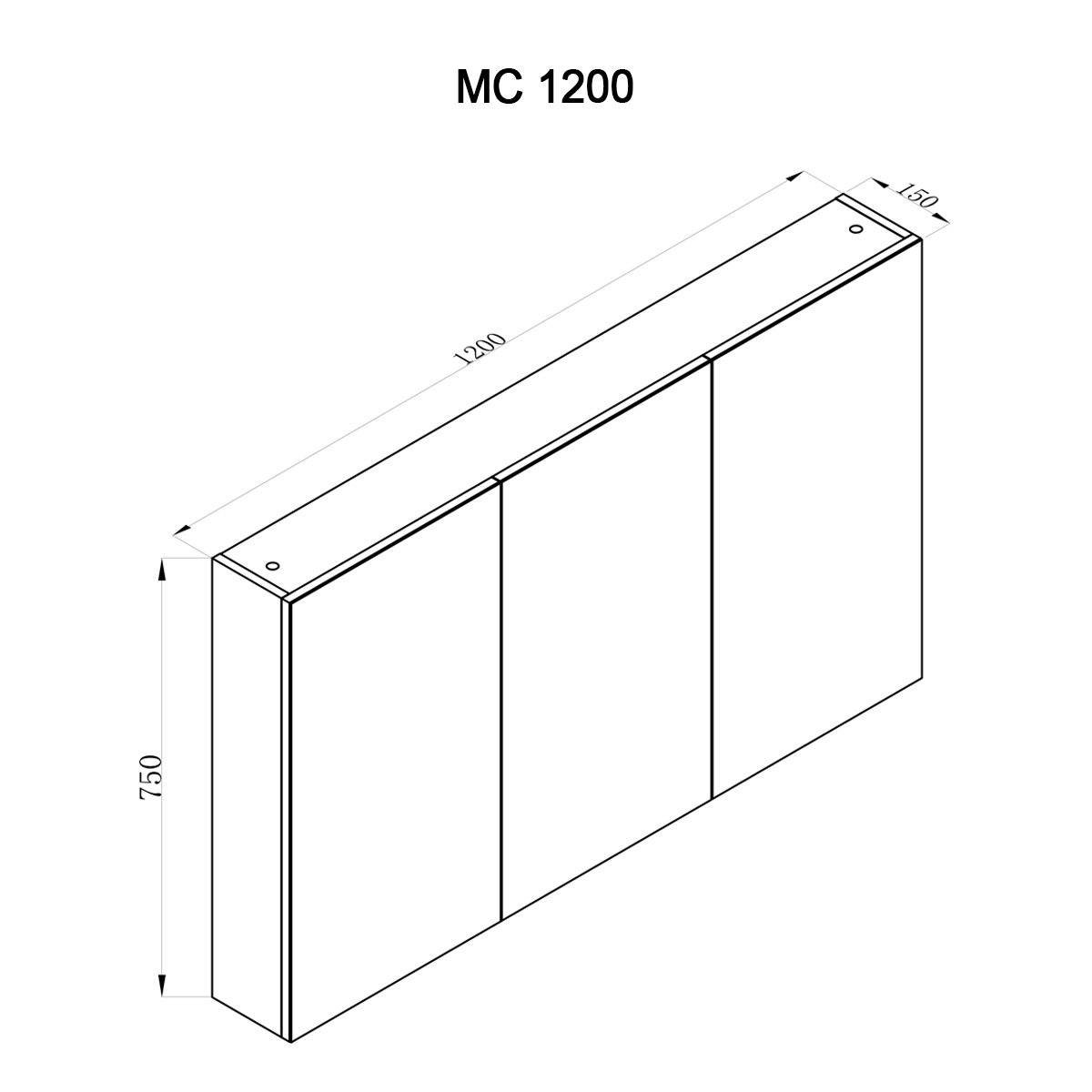 Clearance - 1200mm Shaving Mirror Cabinet 3 Door - Image 2