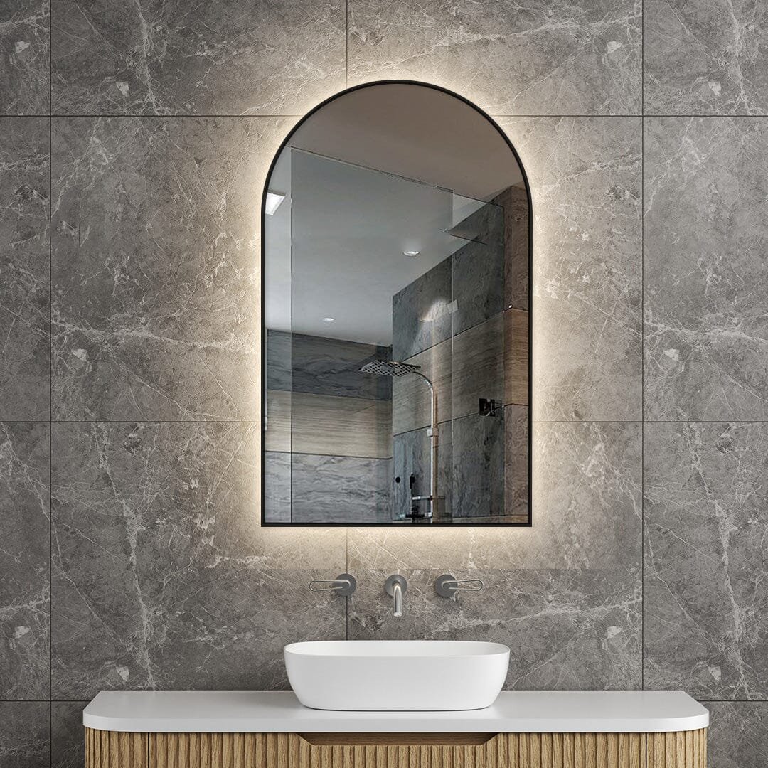 Achi Black Frame Arch Touchless Led Bathroom Mirror Anti-Fog Dimmable
