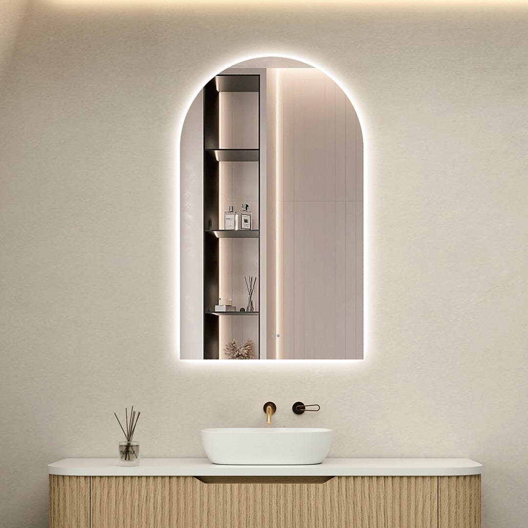 Achi Frameless Arch Touchless Led Bathroom Mirror Anti-Fog Dimmable - Image 2