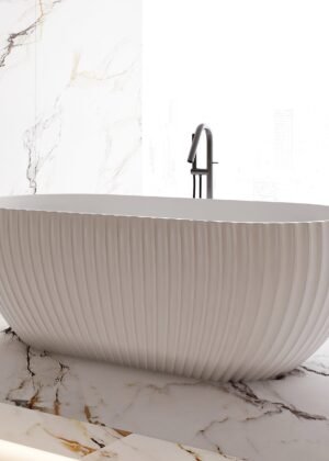 ALBA 1500mm Fluted Oval Freestanding Bathtub Gloss White