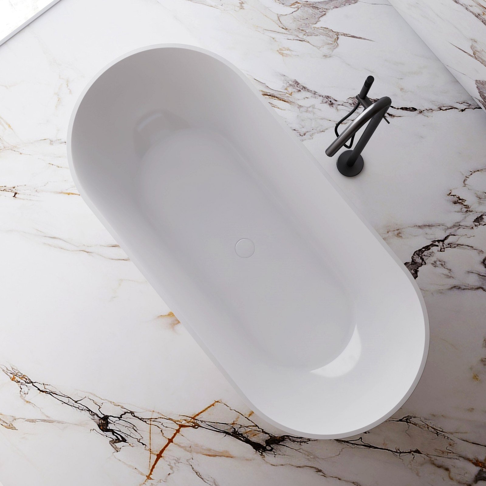 Ciao 1500mm Oval Free Standing Acrylic Bathtub Gloss White - Image 4