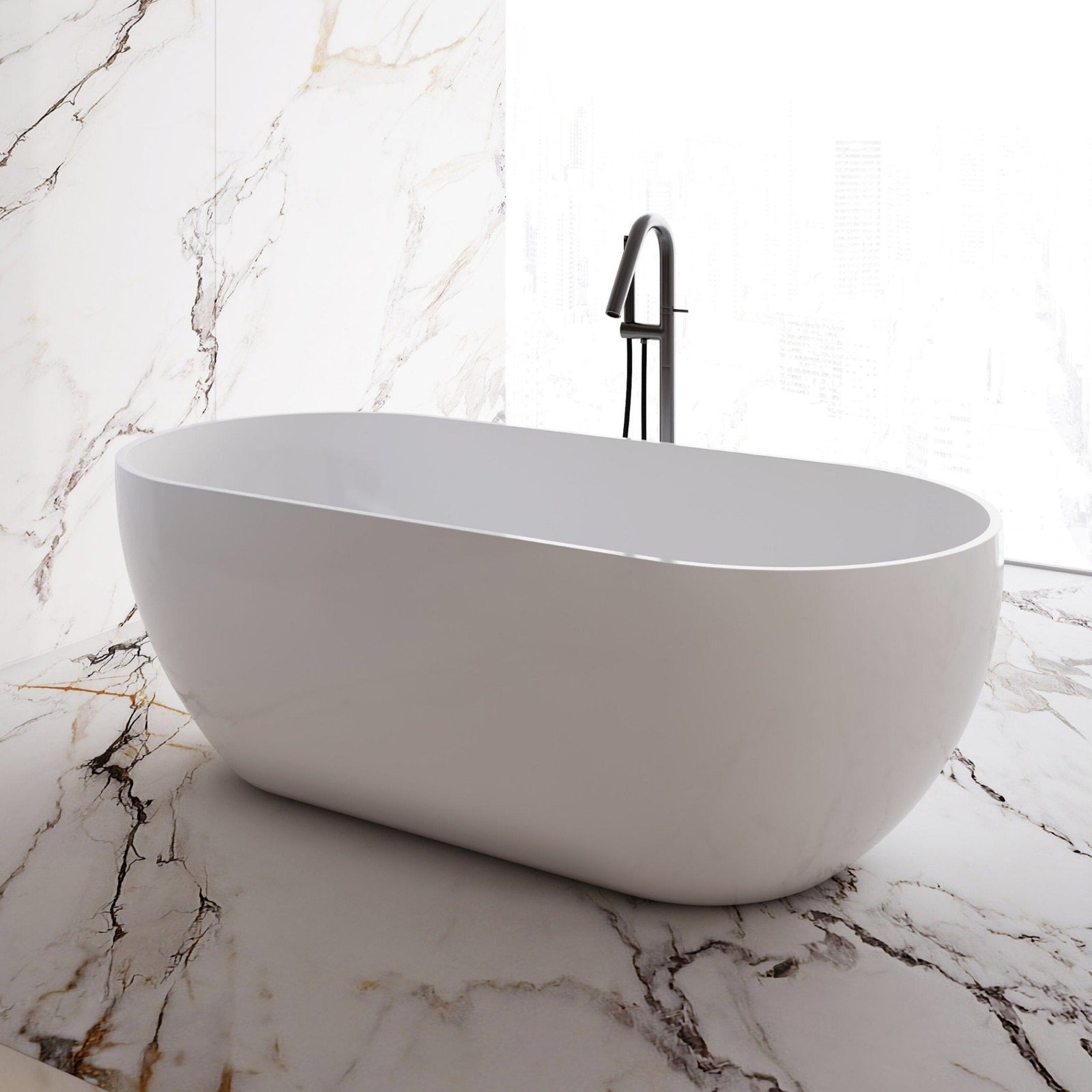Ciao 1500mm Oval Free Standing Acrylic Bathtub Gloss White