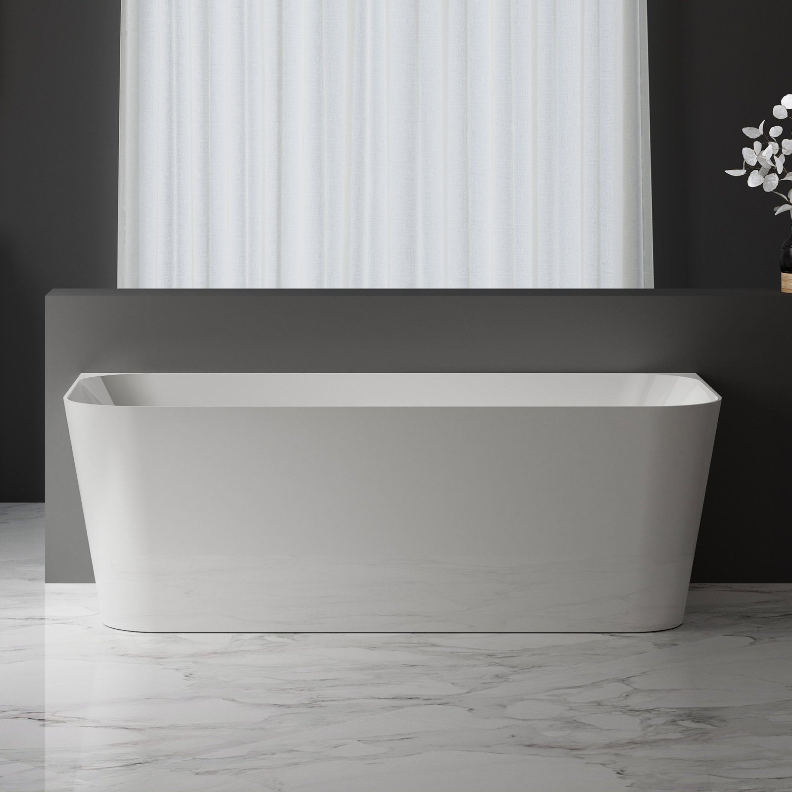 CLIO 1500mm Back to Wall Free Standing Bath Gloss White