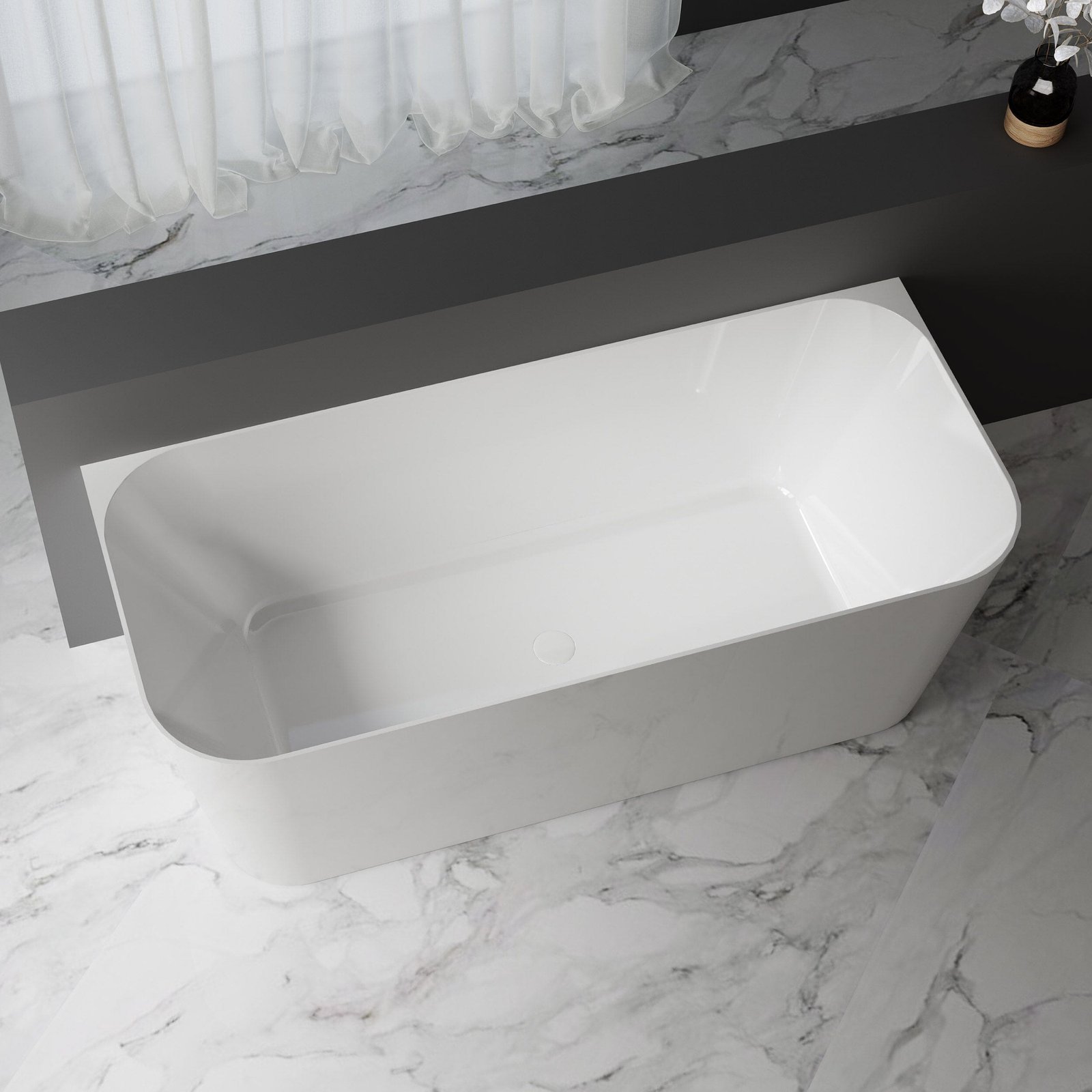 CLIO 1500mm Back to Wall Free Standing Bath Gloss White - Image 2