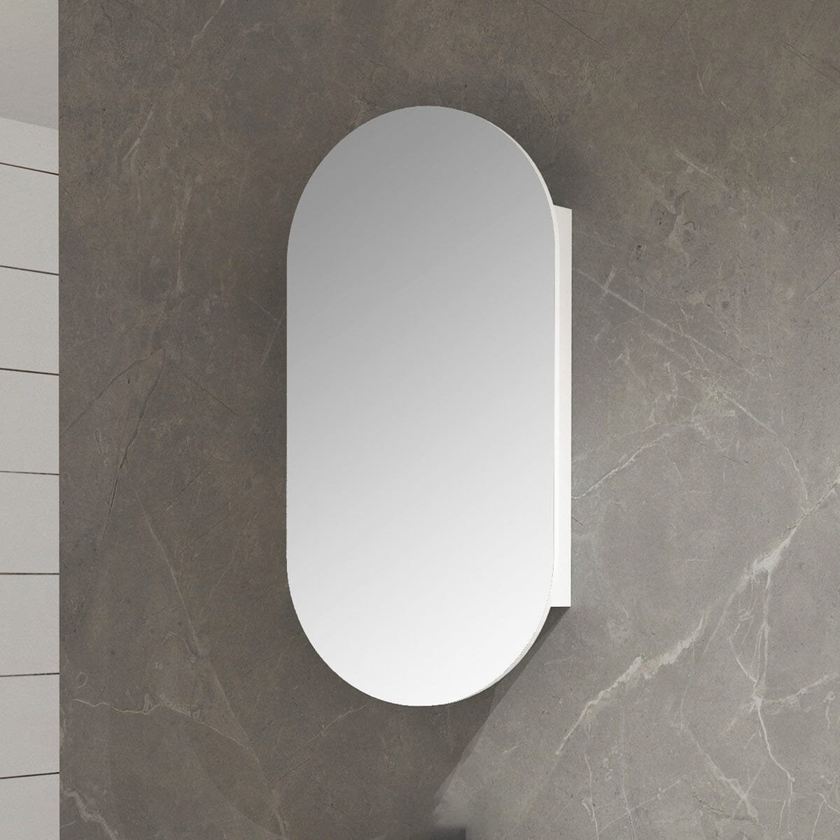 Ella 600mm Oval Mirrored Shaving Cabinet - Image 2