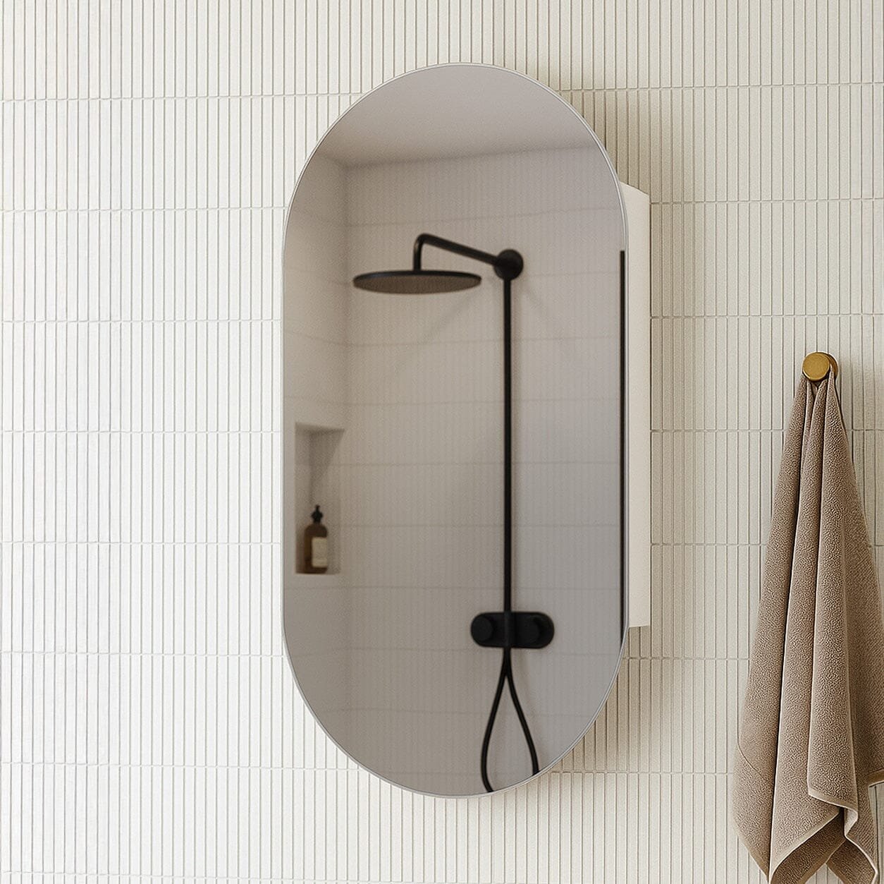 Ella 600mm Oval Mirrored Shaving Cabinet