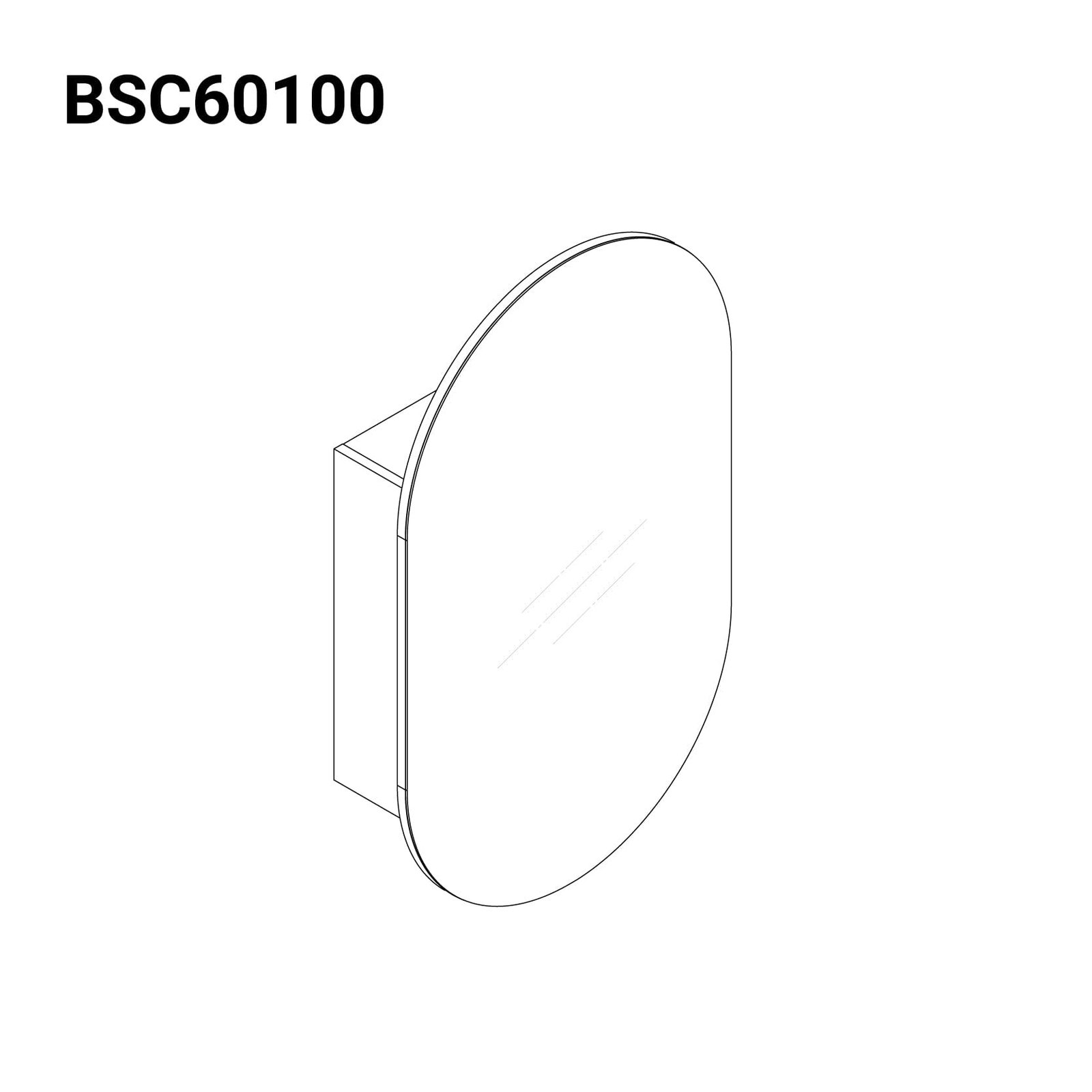 Ella 600mm Oval Mirrored Shaving Cabinet - Image 3