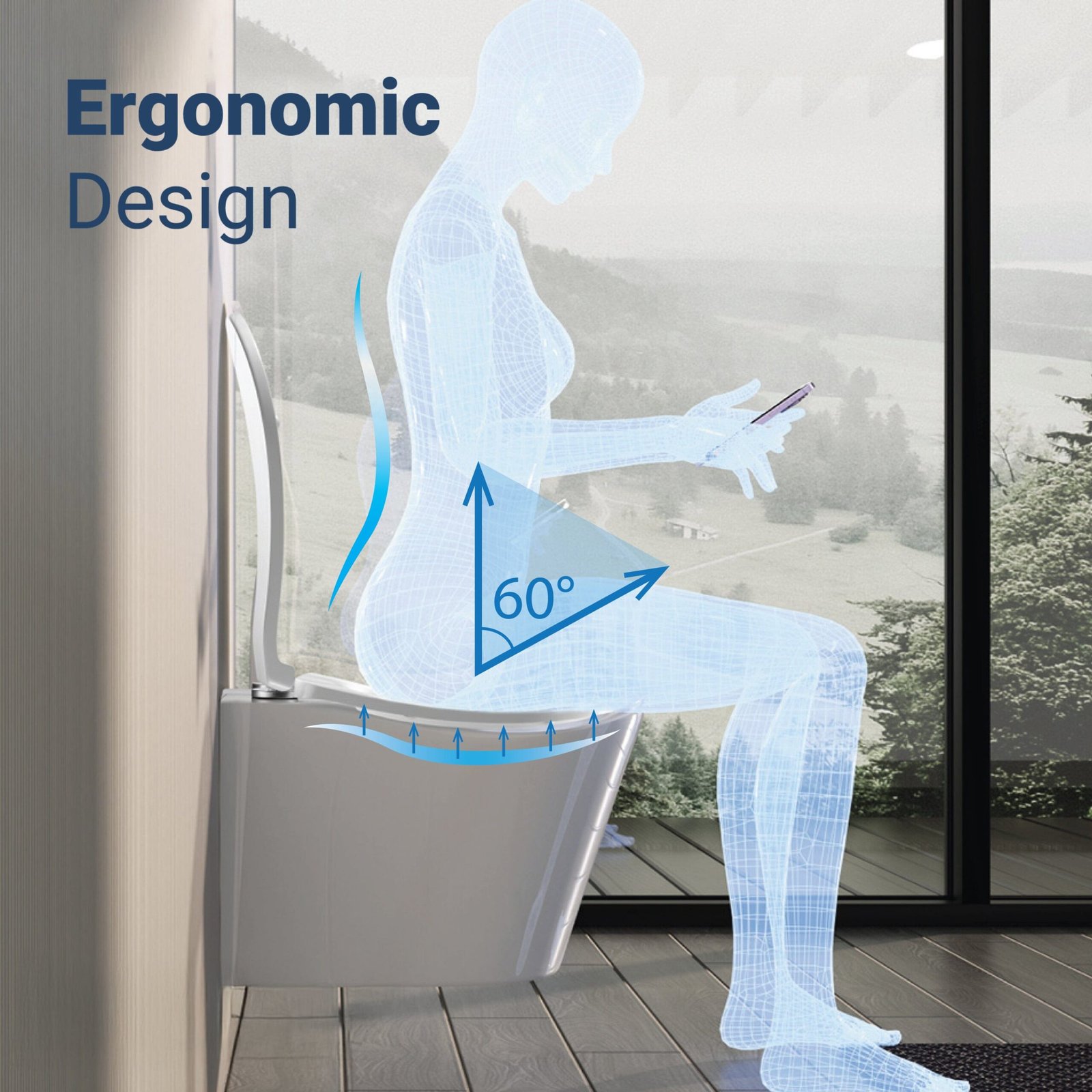ErgoFlow Edge52 Rimless Tornado Wall Hung Toilet Pan - Image 2