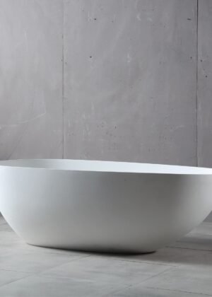 Clearance - FINN 1700mm Egg Shape Stone Bathtub Matte White