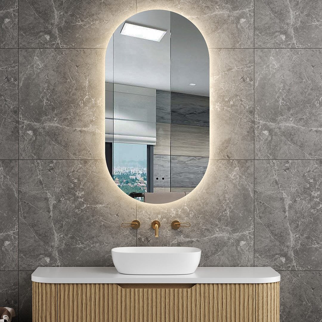 Halo Frameless Oval Touchless Led Bathroom Mirror Anti-Fog Dimmable
