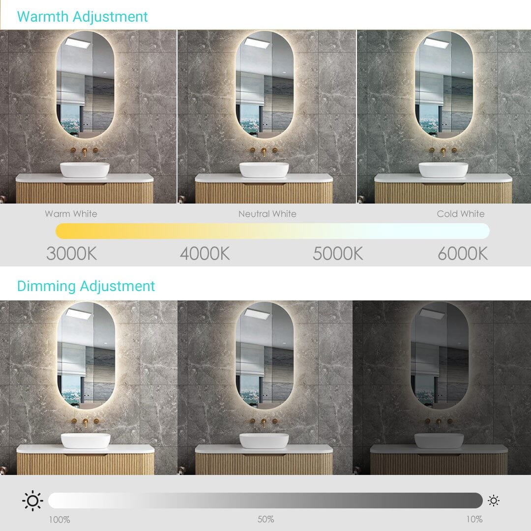 Halo Frameless Oval Touchless Led Bathroom Mirror Anti-Fog Dimmable - Image 5