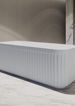 Clearance - KUBO 1500mm Fluted Freestanding Bathtub Matte White