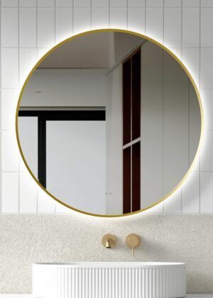 Luna 800mm Gold Frame Anti-Fog Dimmable Touchless Led Bathroom Mirror Round