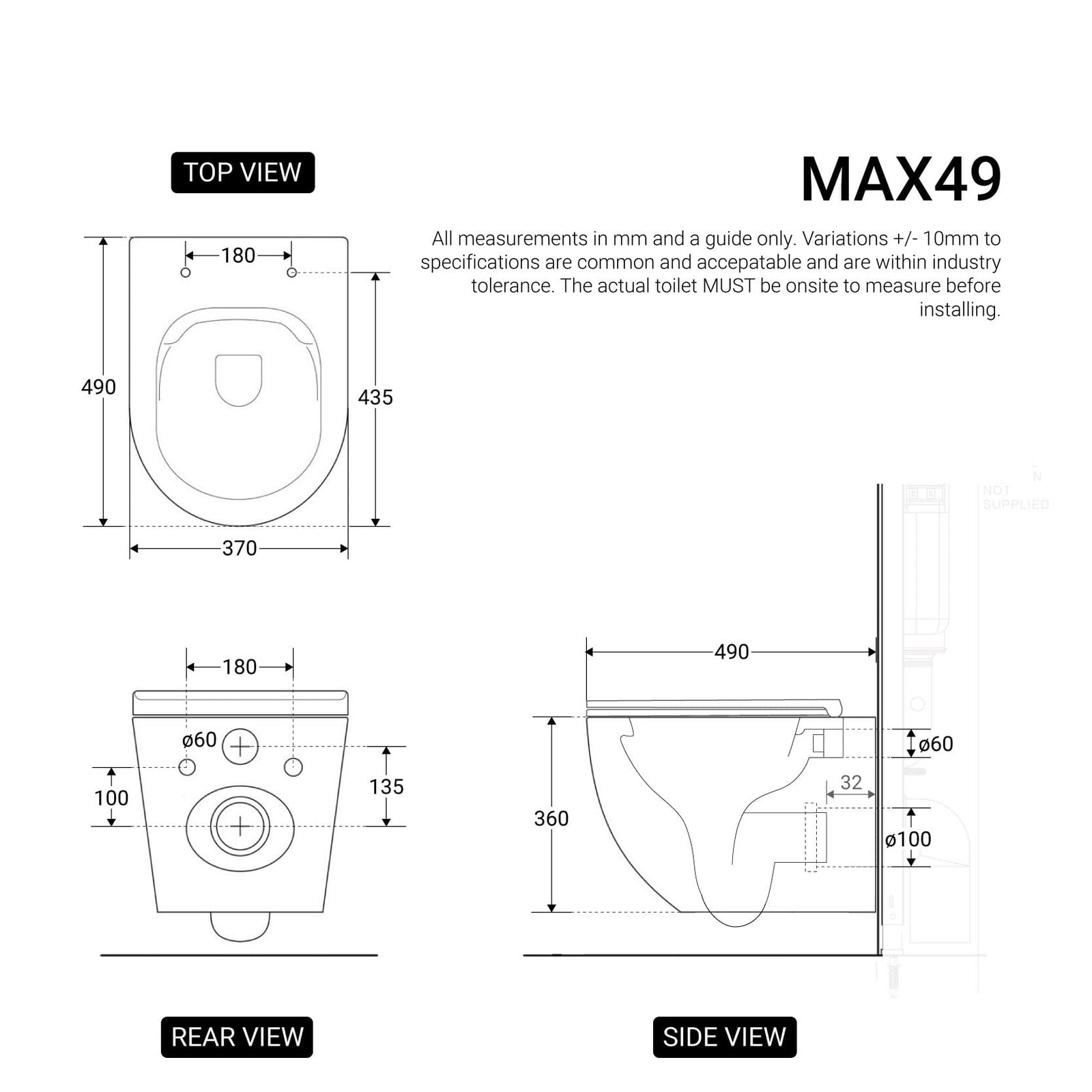 Max49 Rimless Tornado Wall Hung Toilet Pan - Image 5