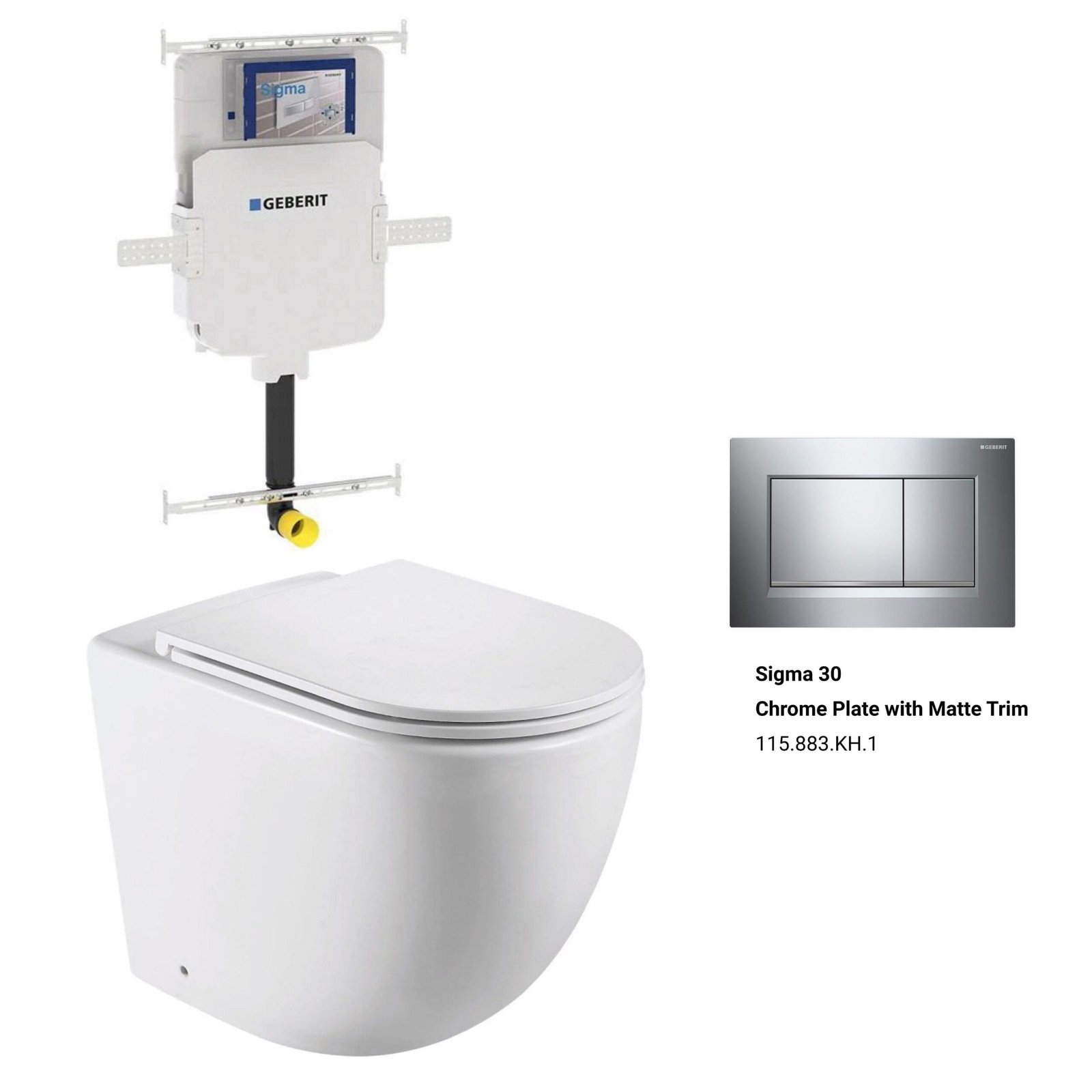 Max57 Rimless Tornado Toilet Pan Packaging - Geberit Sigma 8 Cistern & Square Button - Image 9