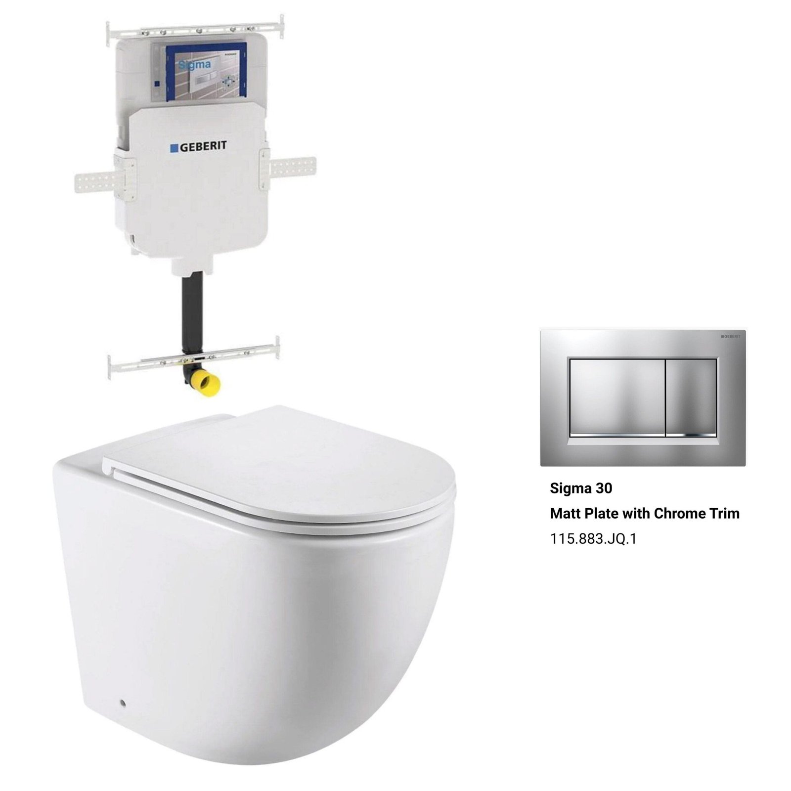 Max57 Rimless Tornado Toilet Pan Packaging - Geberit Sigma 8 Cistern & Square Button - Image 7