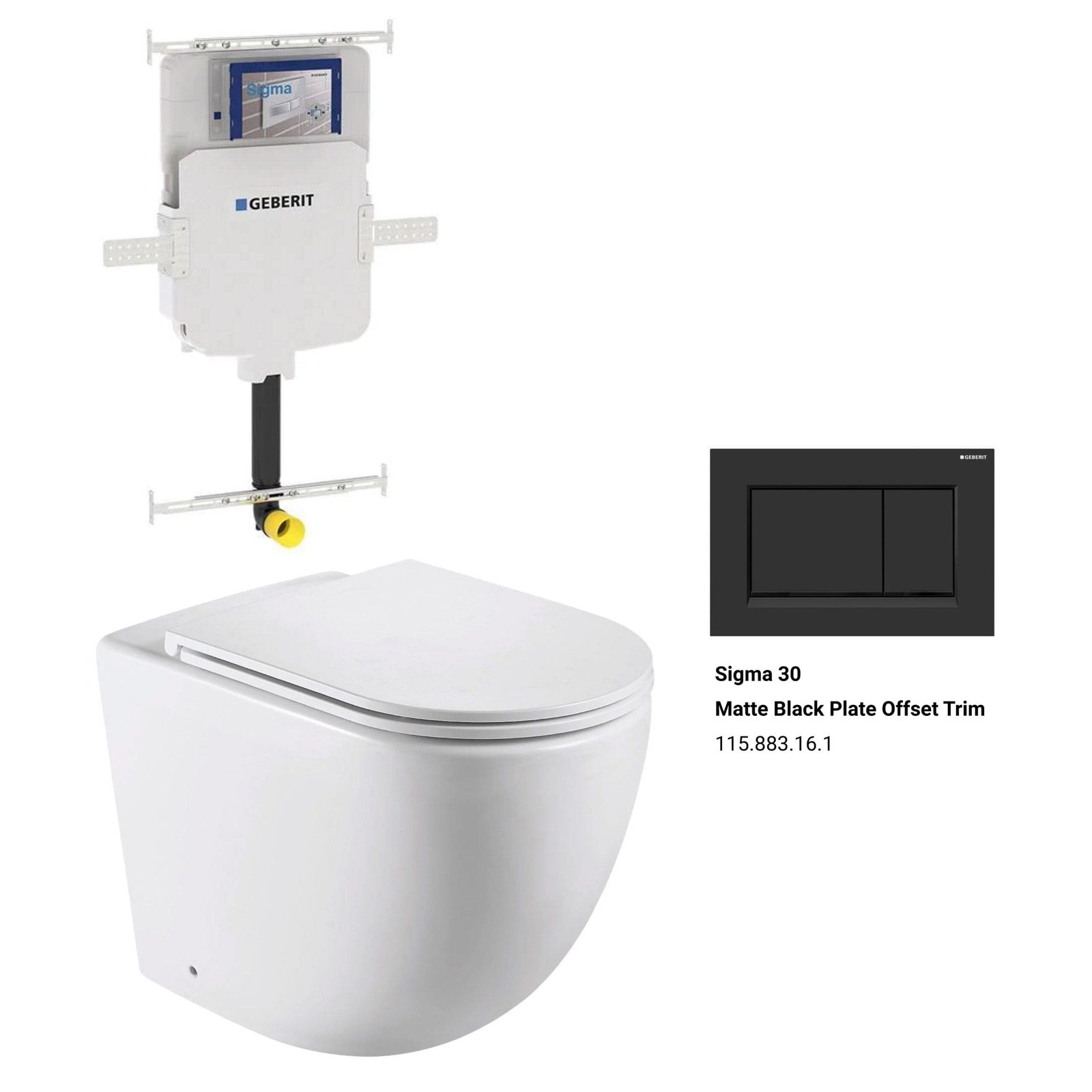 Max57 Rimless Tornado Toilet Pan Packaging - Geberit Sigma 8 Cistern & Square Button - Image 4
