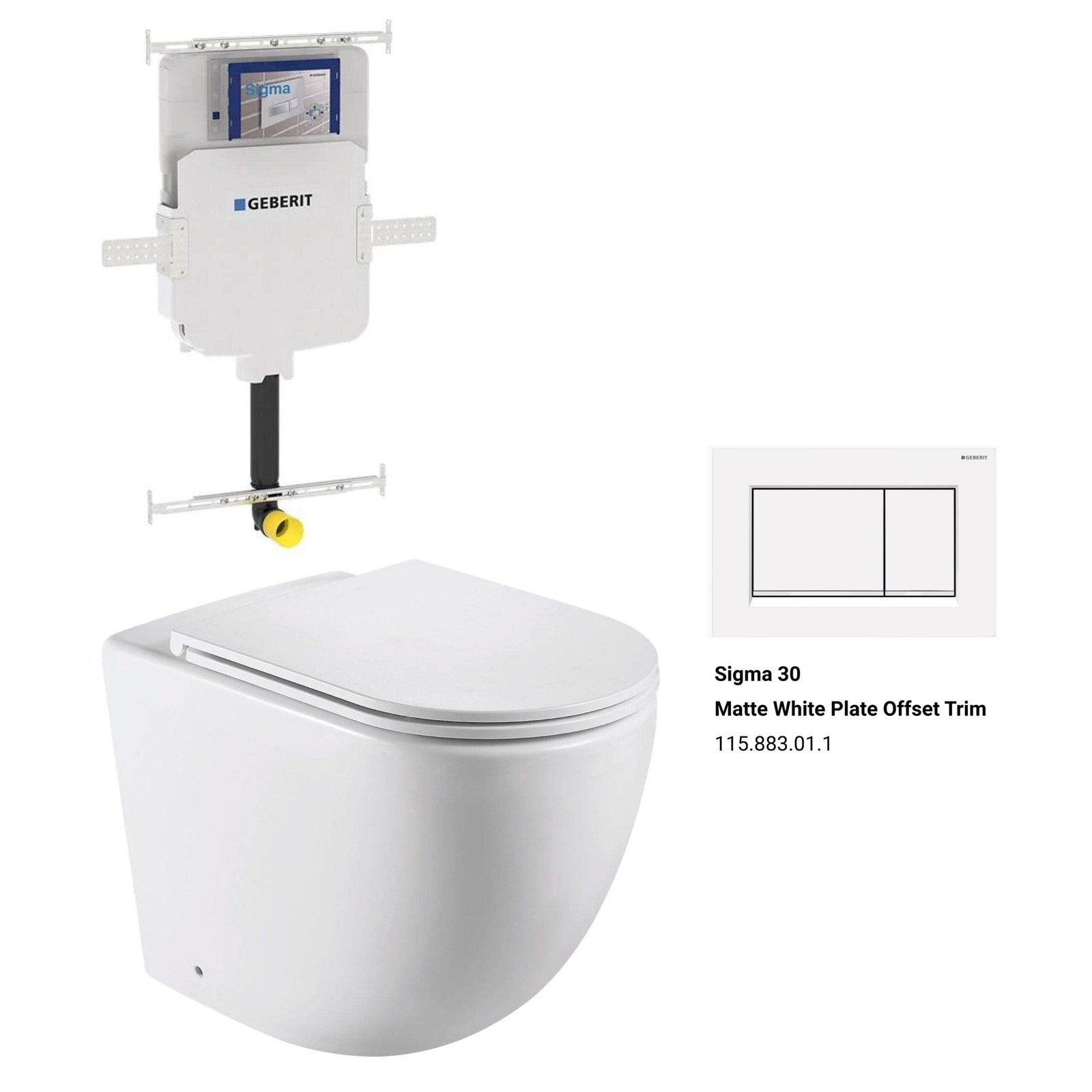 Max57 Rimless Tornado Toilet Pan Packaging - Geberit Sigma 8 Cistern & Square Button - Image 5