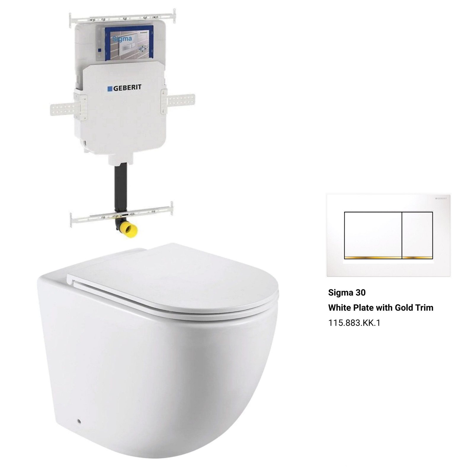 Max57 Rimless Tornado Toilet Pan Packaging - Geberit Sigma 8 Cistern & Square Button - Image 6
