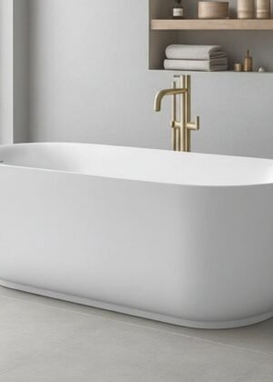 Nola 1500mm Ergonomic Freestanding Bath with Overflow Gloss White