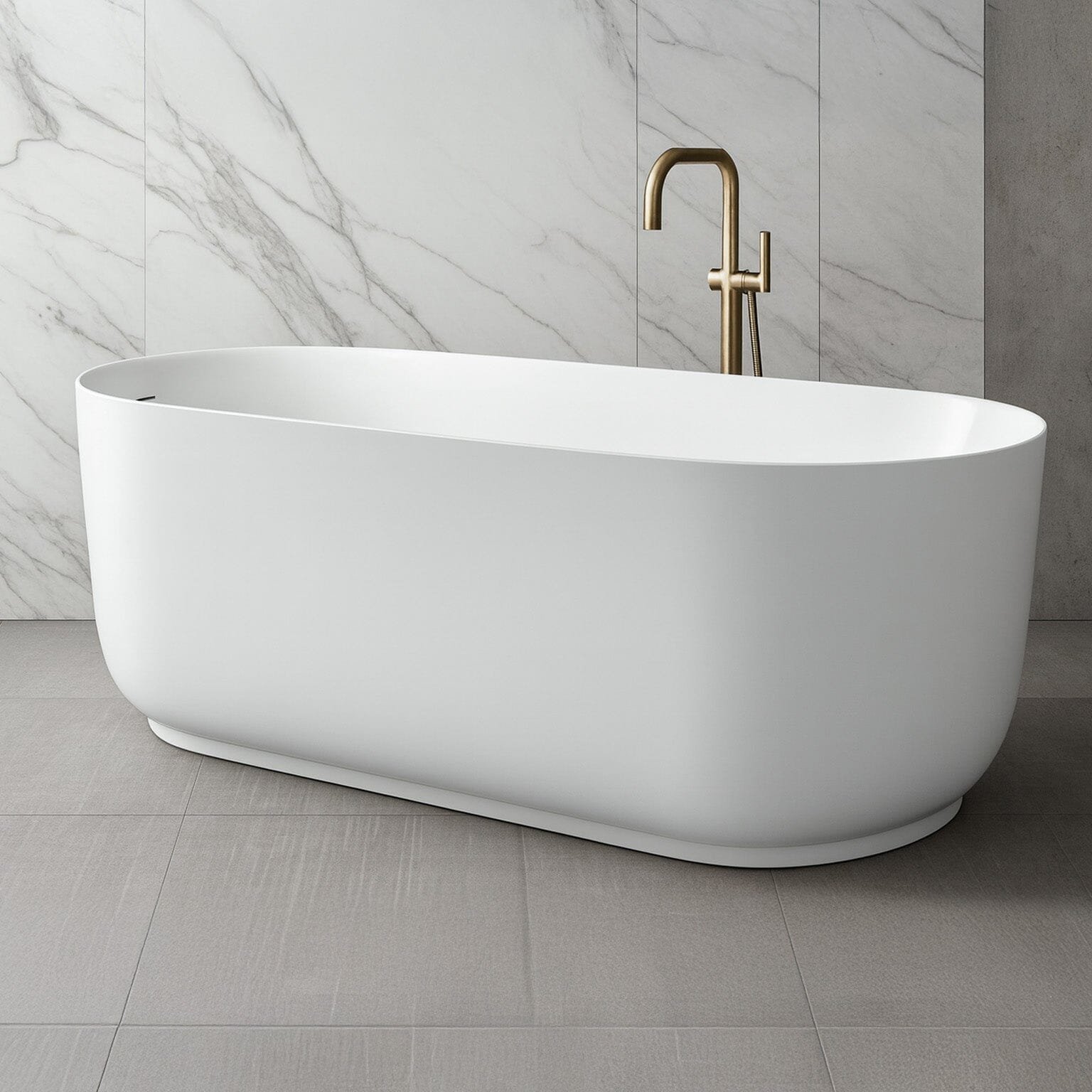 Nola 1500mm Ergonomic Freestanding Bath with Overflow Gloss White - Image 2