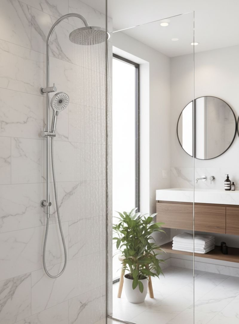 ORIO Gooseneck Dual Shower Air Shower Rail Chrome - Image 2