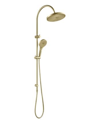 ORIO Round Gooseneck Dual Shower Air Shower Rail Brushed Gold