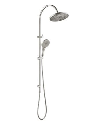 ORIO Round Gooseneck Dual Shower Air Shower Rail Brushed Nickel