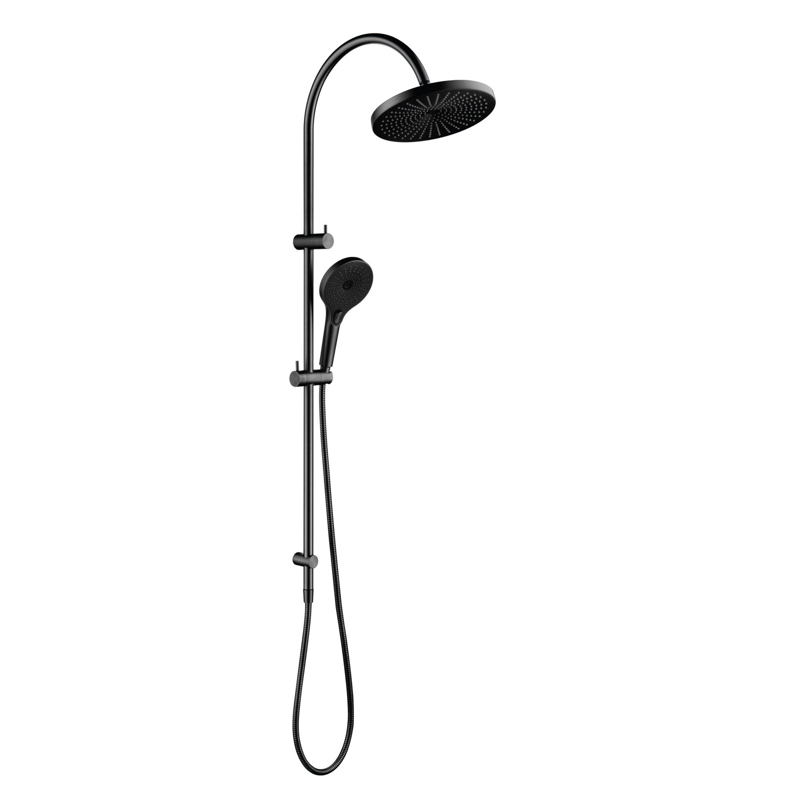 ORIO Round Gooseneck Dual Shower Air Shower Rail Matte Black
