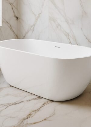 Sera 1500mm Freestanding Bath with Overflow Gloss White