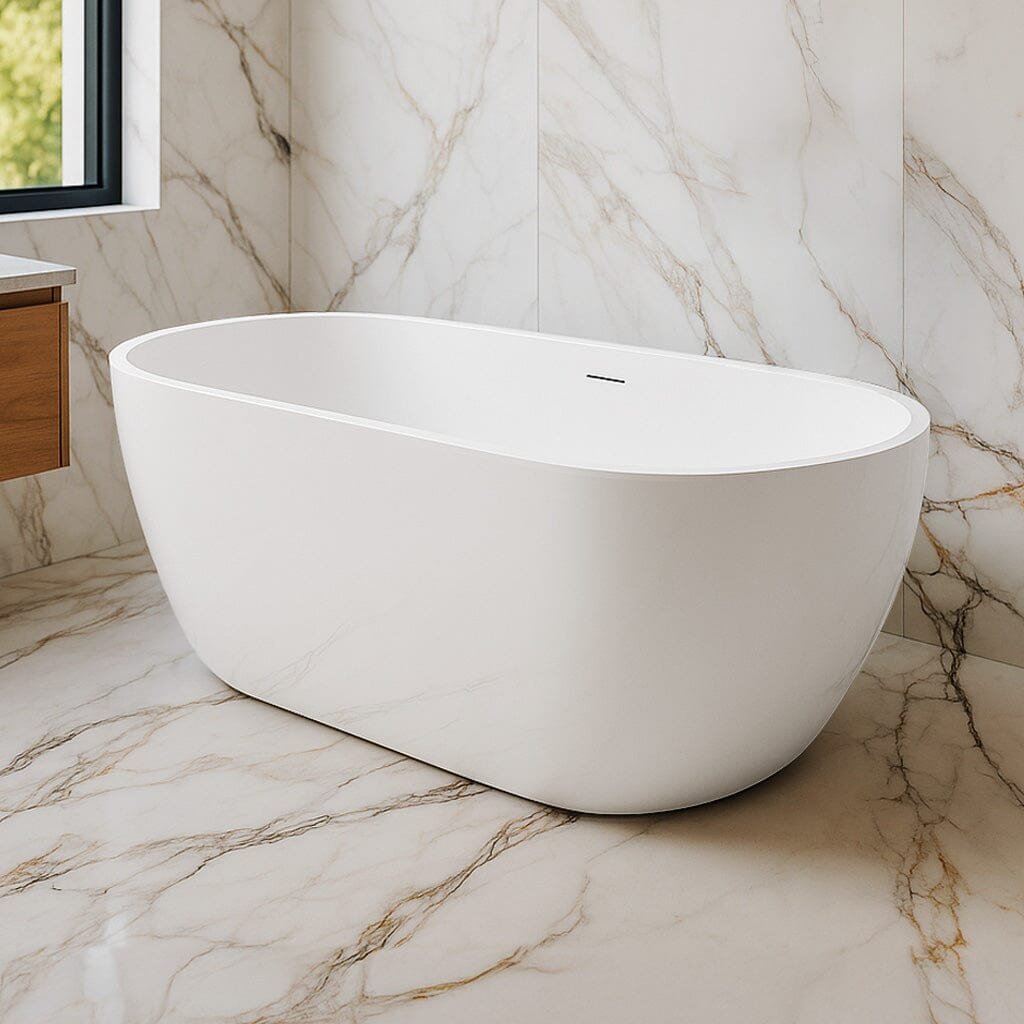 Sera 1500mm Freestanding Bath with Overflow Gloss White