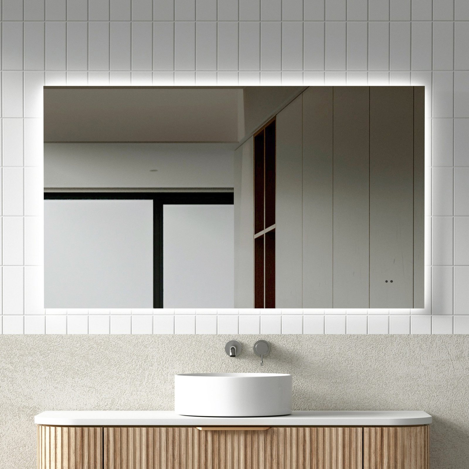 Sol Frameless 1200mmx700mm Anti-Fog Dimmable Touchless Led Bathroom Mirror Rectangular