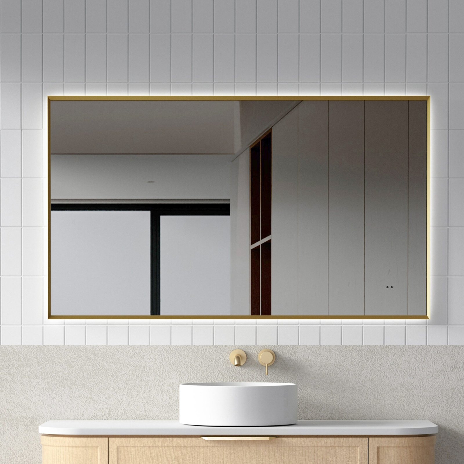 Sol Gold Frame 1200mmx700mm Anti-Fog Dimmable Touchless Led Bathroom Mirror Rectangular