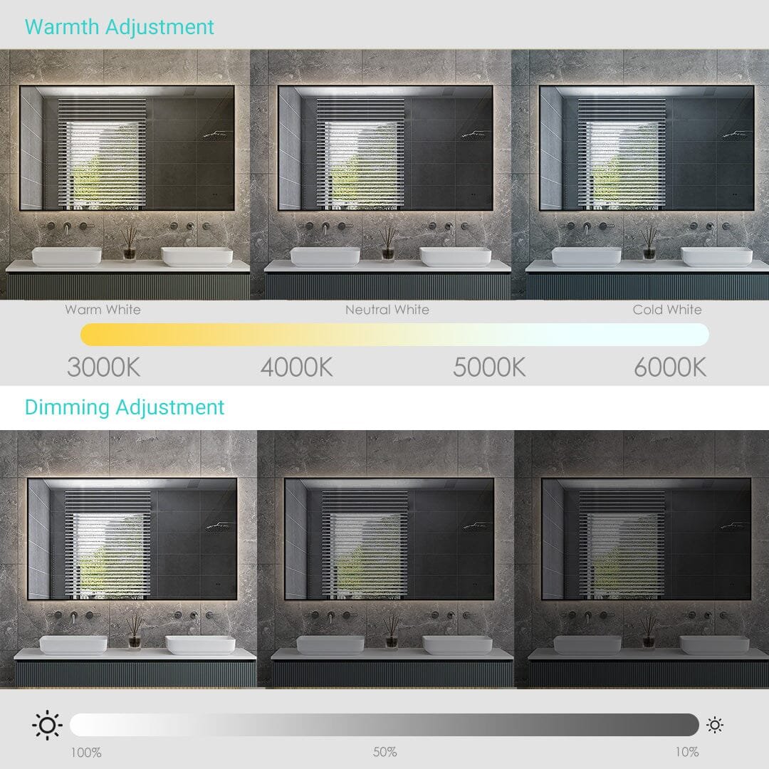 Sol Gold Frame 900mmx700mm Anti-Fog Dimmable Touchless Led Bathroom Mirror Rectangular - Image 4