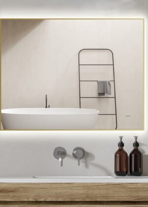 Sol Gold Frame 900mmx700mm Anti-Fog Dimmable Touchless Led Bathroom Mirror Rectangular