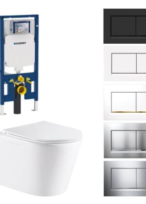 Yara51 Rimless Tornado Toilet Package - Geberit Sigma 8 Duofix In Wall Cistern & Square Button