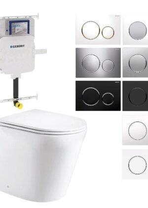 Yara58 Rimless Tornado Floor Mount Toilet Package - Geberit Sigma 8 Cistern & Round Button