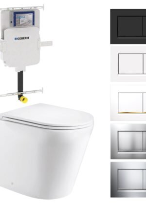 Yara58 Rimless Tornado Toilet Package - Geberit Sigma 8 Cistern & Square Button